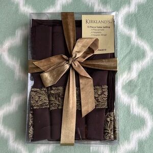 NWT Kirkland 12 piece table setting brown and gold